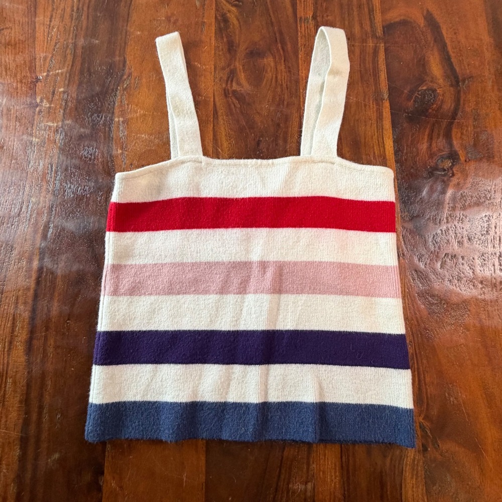 Moon & Madison Womens Striped Knit Tank Top Multicolor Square Neck Medium